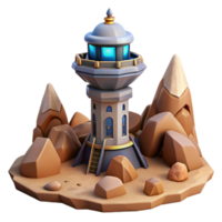 wonderful artistic Terraform Tower Isolated on Transparent Background with Stars png