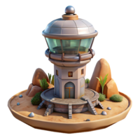 dramatic artistic Terraform Tower Transparent Background Isolated with Alien Grass genuine png