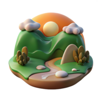 wonderful modern Terra Verde Landscape Isolated with Detailed Textures high resolution png