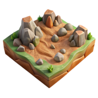 stunning artistic Terra Verde Terrain Section Cutout with Sharp Rocks authentic png