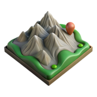stunning vintage Topographic Terrain Model Isolated Element 3d Render authentic png
