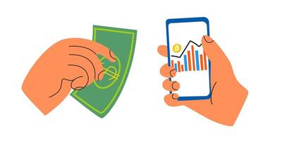 Cartoon stickers of business, finance and bitcoin business analytics vector