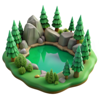 impressive modern Tranquil Green Lake Scene Isolated Element high resolution png