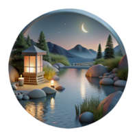 dramatic abstract Tranquil Lake Scene at Dusk Transparent Element png
