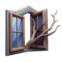stunning modern Tree Branch Reaching Through Window Isolated Dramatic Composition authentic png