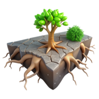 serene modern Tree Roots Breaking Through Asphalt Cutout Side View authentic png