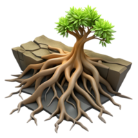 extraordinary rustic Tree Roots Breaking Through Asphalt Cutout Side View high resolution png