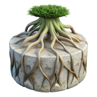wonderful abstract Tree Roots Encasing Concrete Transparent Background Natural Power png