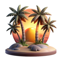magnificent modern Tropical Island Sunset Isolated Paradise Scene professional png