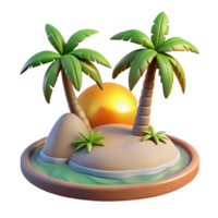 serene modern Tropical Island Sunset Isolated Paradise Scene authentic png