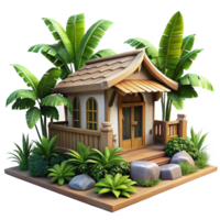 impressive classic Tropical Sundowner Villa Cutout with Lush Greenery high resolution png