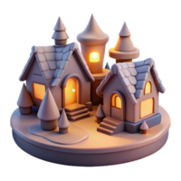 magnificent artistic Twilight Village Cutout with Soft Glow Isolated Element high resolution png