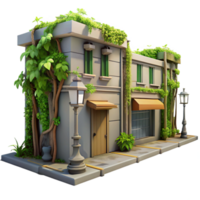 beautiful abstract Urban Jungle Street Scene with Vines Isolated authentic png