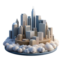 serene rustic Urban Skyline Isolated Above the Clouds Soft Focus original png
