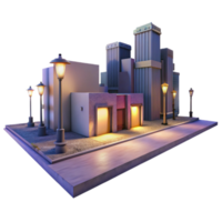 extraordinary minimalist Urban Twilight Scene with Long Shadows Cutout png
