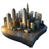 vibrant modern Urban Skyline Panorama at Twilight Cutout with Deep Shadows png