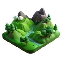wonderful abstract Verdant Valley Landscape Isolated Element with Soft Lighting png