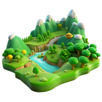 wonderful modern Verdant Valley Landscape Isolated Element with Soft Lighting high quality png