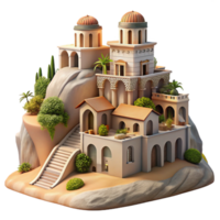 stunning rustic Vespera Hillside Cutout Soft Light and Detailed Architecture authentic png