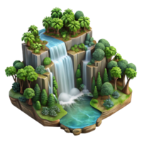 beautiful creative Waterfall in Dense Forest Cutout with Transparent Background genuine png