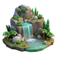 magnificent traditional Waterfall Isolated Tranquil Forest Scene Soft Lighting original png