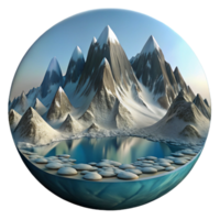 impressive minimalist Winter Fjord Panorama Cutout with Soft Sunlight high quality png