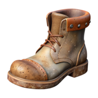 serene modern Worn Leather Boot with Scuff Marks Isolated high quality png