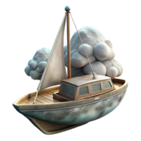 vibrant traditional Yacht Under Cloudy Skies Isolated high resolution png