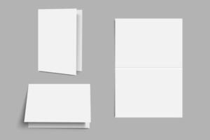 Empty white folding paper, half-fold blank brochure template vector