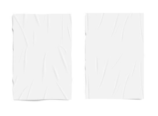 Crumpled and wet wrinkled blank paper texture sheet