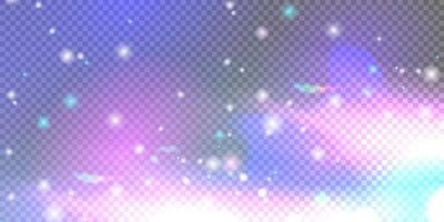 Abstract blurred rainbow refraction overlay effect with sparkling particles vector