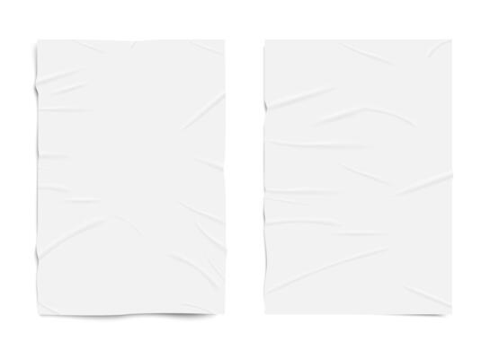 Wet,wrinkled and crumpled blank paper texture sheet