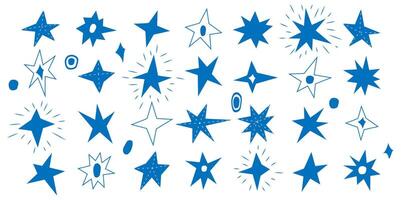 mano dibujado estrella forma conjunto diseño elementos vector