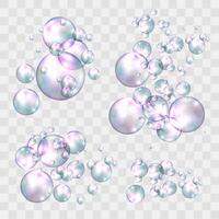 Soap bubbles realistic with rainbow reflection vector