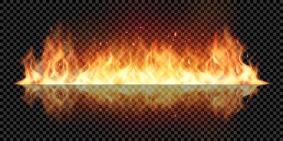 Realistic flame with smoke with reflection vector