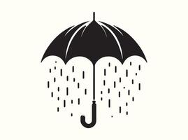 Elegant Black Silhouette of a Rain Umbrella vector