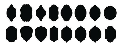 Set of vintage label and badges shape collections. Black template for patch. vector