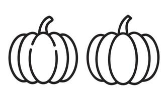 Two Pumpkins Outline Simple Drawing vector