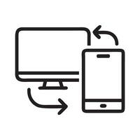 Computer and Mobile Phone Data Sync Outline vector