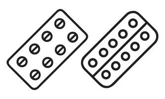 Two Blister Packs of Pills Outline vector