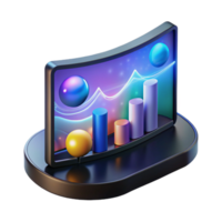 memorable industrial Professional render, isolated cutout, ultra-detailed depiction of a single, flexible OLED display, displaying abstract data visualization with Transparent Background fine detail png