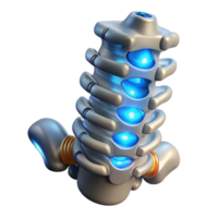 magnificent elegant Cybernetic spine implant, metallic vertebrae, glowing circuitry with Transparent Background top-tier png