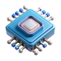 magnificent quintessential Concept art style, isolated cutout of a single, levitating microchip with intricate circuitry, hyper-specific with Transparent Background png