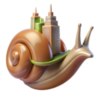 impressive ethereal impressionist Ultra-detailed, hyper-specific, photorealistic render of a single, giant snail shell with a miniature city built inside with Transparent Background 8K png
