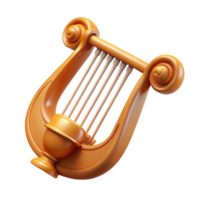memorable mid-century Lyre, stringed instrument of Apollo with Transparent Background museum quality png