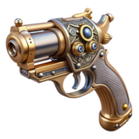 impressive bohemian Ultra-detailed, hyper-specific professional render of a steampunk pistol with ornate engravings and pearl grips Isolated cutout with Transparent Background sharp png