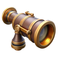 elegant notable Ultra-detailed, professional render of a steampunk spyglass with brass and leather accents Hyper-specific, isolated cutout with Transparent Background png