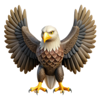 glorious playful baroque Majestic bald eagle, wings spread, with Transparent Background studio quality png