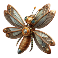 ethereal magnificent Concept art style, hyper-specific, ultra-detailed render of a steampunk dragonfly with mechanical wings and gears Isolated cutout with Transparent Background exclusive png