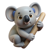 rare bohemian Koala bear, clinging to branch branch not visible, with Transparent Background genuine png